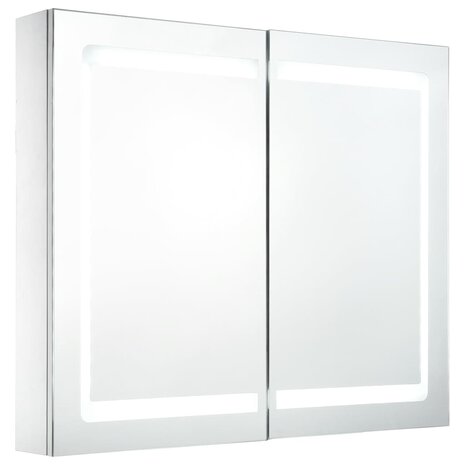 Badkamerkast met spiegel en LED 80x12,2x68 cm 2