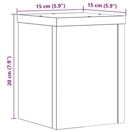 Plantenstandaards 2 st 15x15x20 cm bewerkt hout gerookt eiken 10