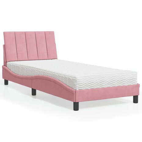 Bed met matras fluweel roze 80x200 cm 1