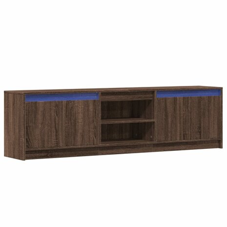 Tv-meubel met LED 180x34x50 cm bewerkt hout bruin eikenkleurig 3