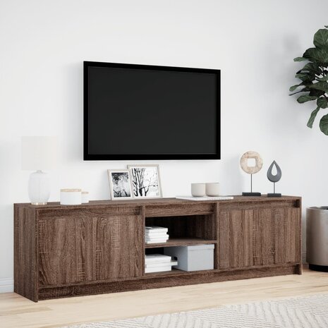 Tv-meubel met LED 180x34x50 cm bewerkt hout bruin eikenkleurig 4