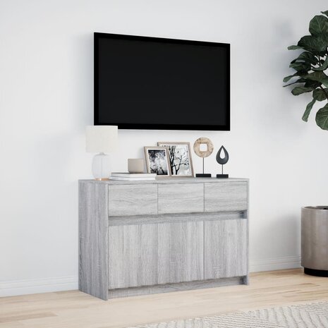 Tv-meubel met LED 91x34x61 cm bewerkt hout grijs sonoma eiken 4