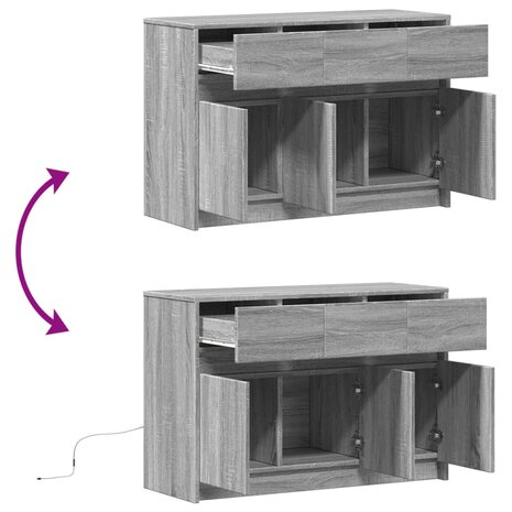 Tv-meubel met LED 91x34x61 cm bewerkt hout grijs sonoma eiken 9