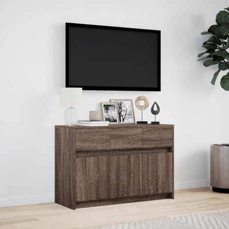 Tv-meubel met LED 91x34x61 cm bewerkt hout bruin eikenkleurig 4