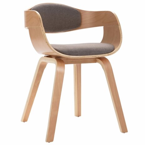 Eetkamerstoelen 6 st gebogen hout en stof taupe 3