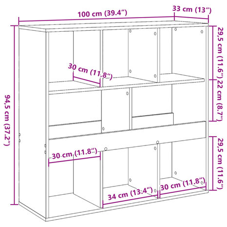 Boekenkast/kamerscherm 100x33x94,5 cm zwart 9