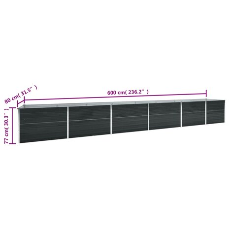 Plantenbak verhoogd 600x80x77 cm gegalvaniseerd staal antraciet 6