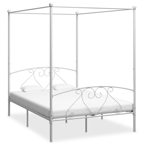 Hemelbedframe metaal wit 160x200 cm  1