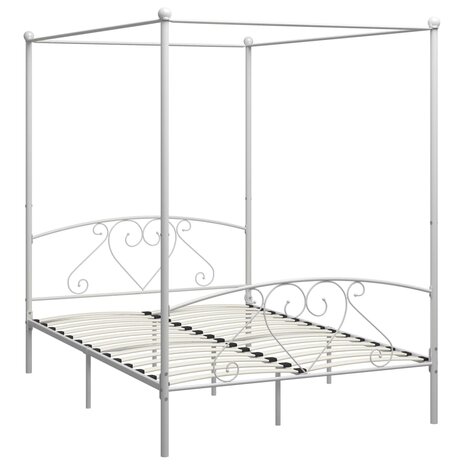 Hemelbedframe metaal wit 160x200 cm  2