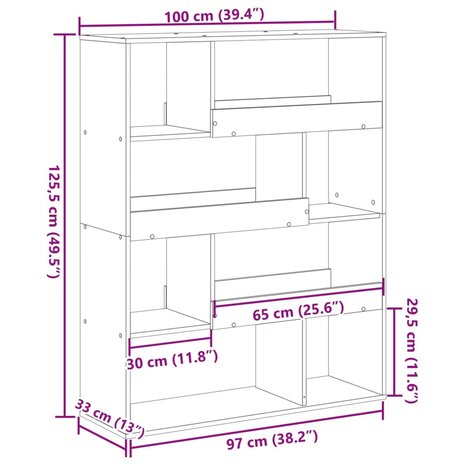 Boekenkast 100x33x125,5 cm bewerkt hout wit 9