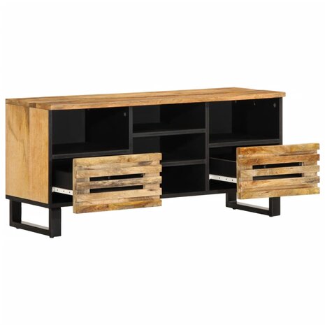 Tv-meubel 100x34x46 cm massief ruw mangohout 3