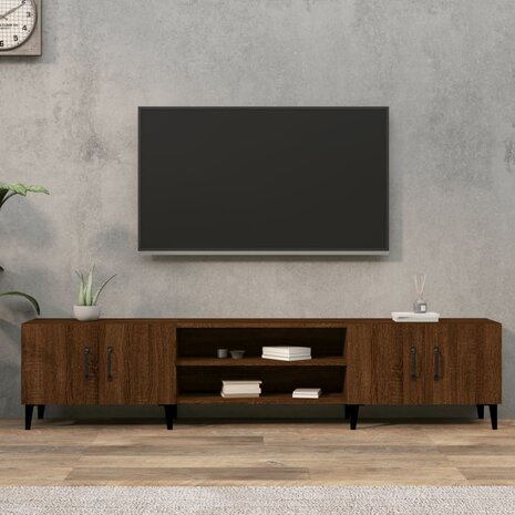 Tv-meubel 180x31,5x40 cm bewerkt hout bruin eikenkleur 1