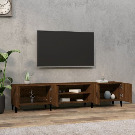 Tv-meubel 180x31,5x40 cm bewerkt hout bruin eikenkleur 3