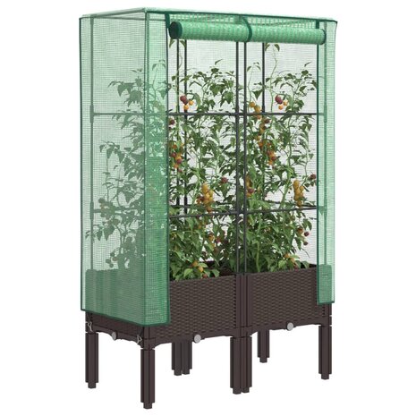 Plantenbak verhoogd met kashoes 80x40x140 cm rattanlook 1