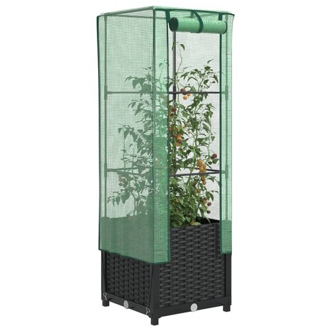 Plantenbak verhoogd met kashoes 40x40x139 cm rattanlook 1