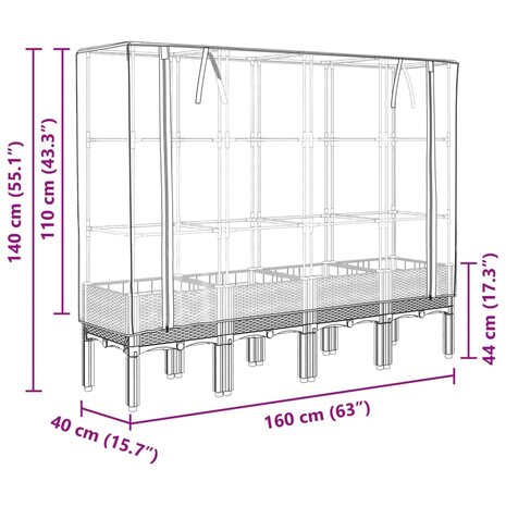 Plantenbak verhoogd met kashoes 160x40x140 cm rattanlook 9