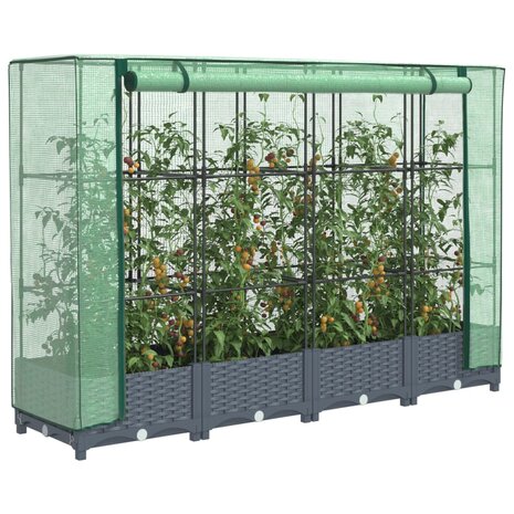 Plantenbak verhoogd met kashoes 160x40x123 cm rattanlook 1