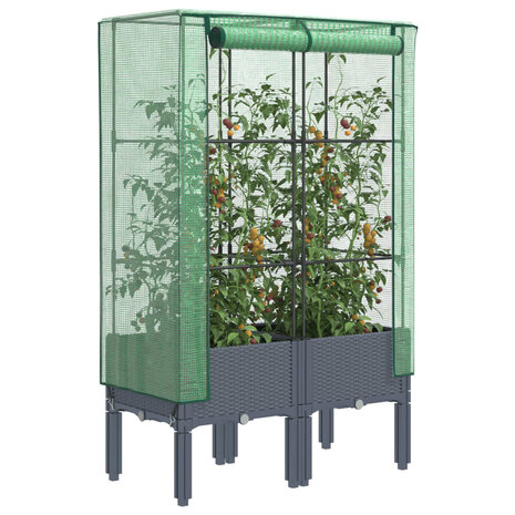 Plantenbak verhoogd met kashoes 80x40x140 cm rattanlook 1