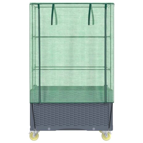 Plantenbak verhoogd met hoes en wielen 80x50x182 cm rattanlook 4