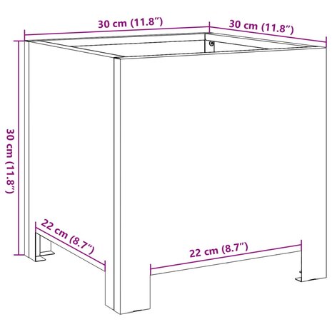 Plantenbakken 2 st 30x30x30 cm staal zwart 12