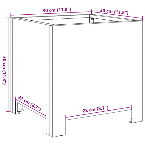 Plantenbakken 2 st 30x30x30 cm staal wit 12