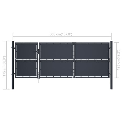 Poort 350x125 cm staal antraciet 5