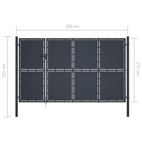 Poort 350x175 cm staal antraciet 5