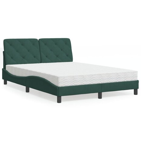 Bed met matras fluweel donkergroen 140x190 cm 1