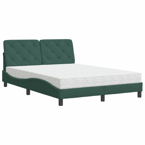 Bed met matras fluweel donkergroen 140x190 cm 2