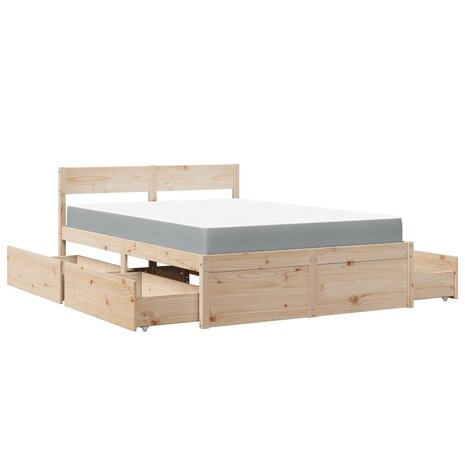 Bed met lades en matras massief grenenhout 120x190 cm 11