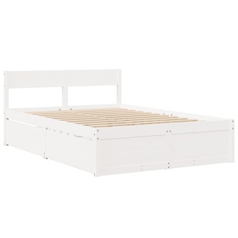 Bed met lades en matras massief grenenhout wit 120x190 cm 7