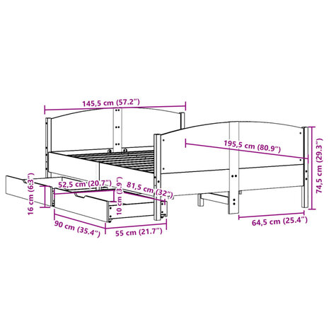 Bed met matras massief grenenhout wasbruin 140x190 cm 12