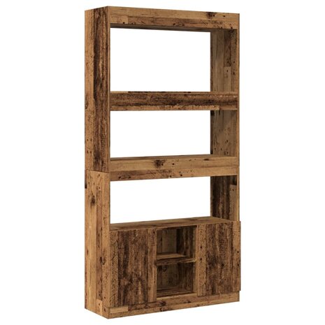 Hoge kast 92x33x180 cm bewerkt hout oud houtkleurig 2