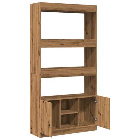 Hoge kast 92x33x180 cm bewerkt hout artisanaal eikenkleurig 8