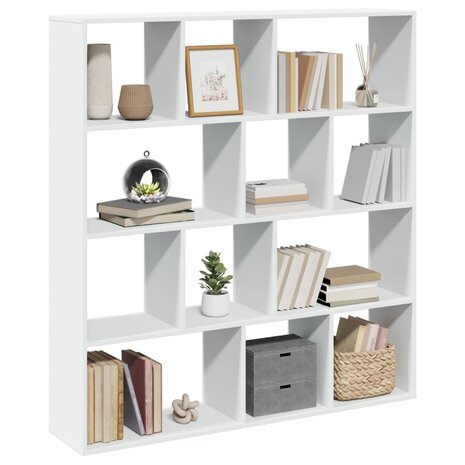 Boekenkast 132x29x141,5 cm bewerkt hout wit 4