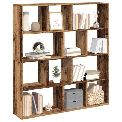 Boekenkast 132x29x141,5 cm bewerkt hout oud houtkleurig 4