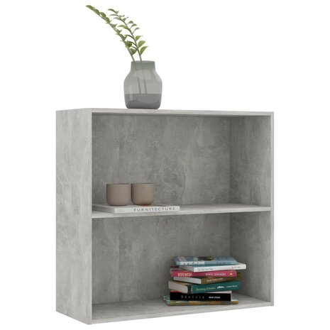 Boekenkast met 2 schappen 80x30x76,5 cm bewerkt hout betongrijs 3