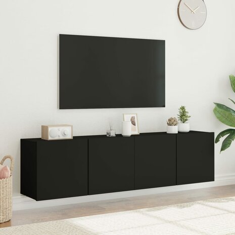 Tv-meubels 2 st wandgemonteerd 80x30x41 cm zwart 4