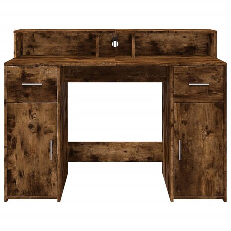 Bureau met LED-verlichting 120x55x91 cm hout gerookt eikenkleur 6