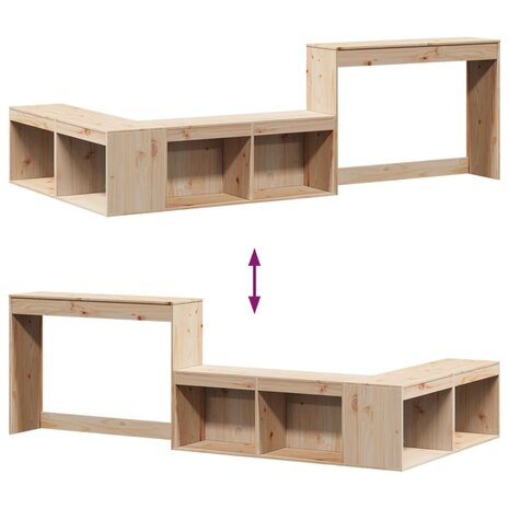 Nachtkastje met bureau 232x122x75 cm massief grenenhout 7