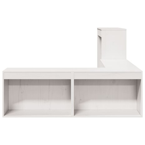 Nachtkastje met bureau 232x122x75 cm massief grenenhout wit 5