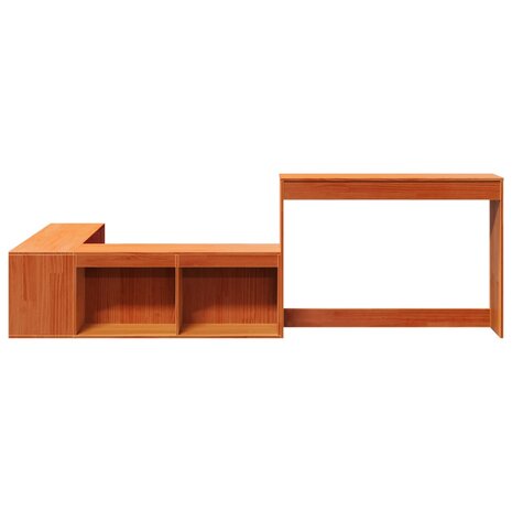 Nachtkastje met bureau 232x122x75 cm grenenhout wasbruin 4