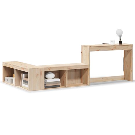 Nachtkastje met bureau 222x122x75 cm massief grenenhout 2