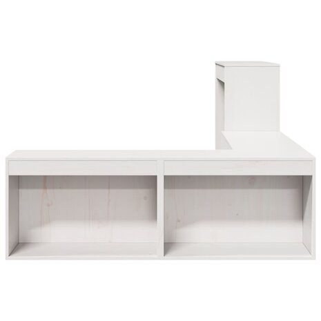 Nachtkastje met bureau 222x107x75 cm massief grenenhout wit 5