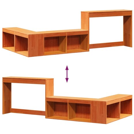 Nachtkastje met bureau 222x107x75 cm grenenhout wasbruin 7