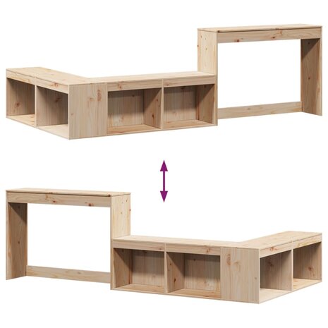 Nachtkastje met bureau 232x112x75 cm massief grenenhout 7