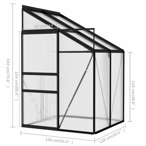 Broeikas 2,59 m³ aluminium antracietkleurig 9