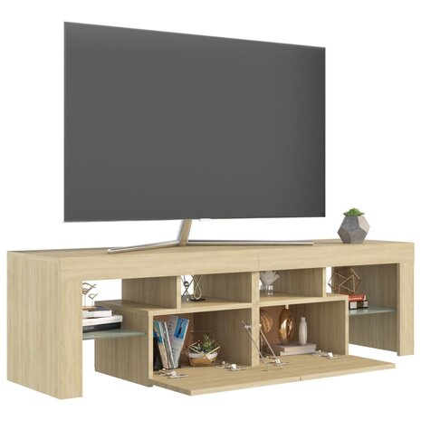 Tv-meubel LED-verlichting 140x36,5x40 cm sonoma eikenkleurig 7