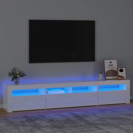 Tv-meubel met LED-verlichting 210x35x40 cm hoogglans wit 1