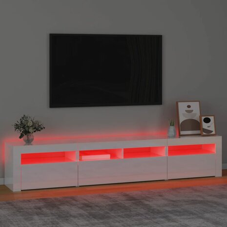 Tv-meubel met LED-verlichting 210x35x40 cm hoogglans wit 5